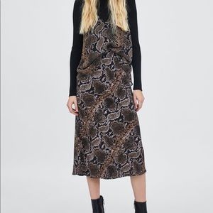 Zara Snake print Midi Skirt